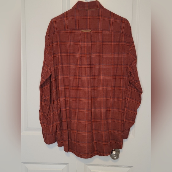 Men's Orvis Perfect Flannel Shirt Orange Plaid - L - Picture 2 of 15
